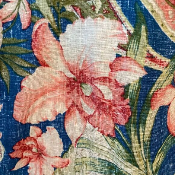 Tommy Bahama Sz S Teal Pink Hibiscus Linen Summer Button Down Collar Shirt - Picture 5 of 7